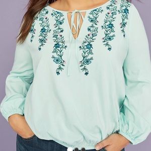 NWT Lane Bryant Embroidered Peasant Top
